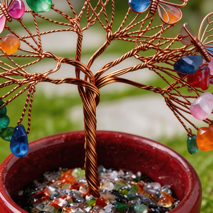 💫 “Handcrafted Butterfly Rainbow Crystal Tree” – 27 Hours of Artisan Craft | Colorful Natural Crystals × Copper Wire × Red Terracotta Base 🦋✨