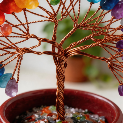 🌟 “Handcrafted Natural Crystal Wish Tree” – Plant a Rainbow of Good Luck in Your Home ✨ | 27 Hours of Artisan Craft with Seven-Color Natural Crystals, Copper Wire & Red Terracotta Base