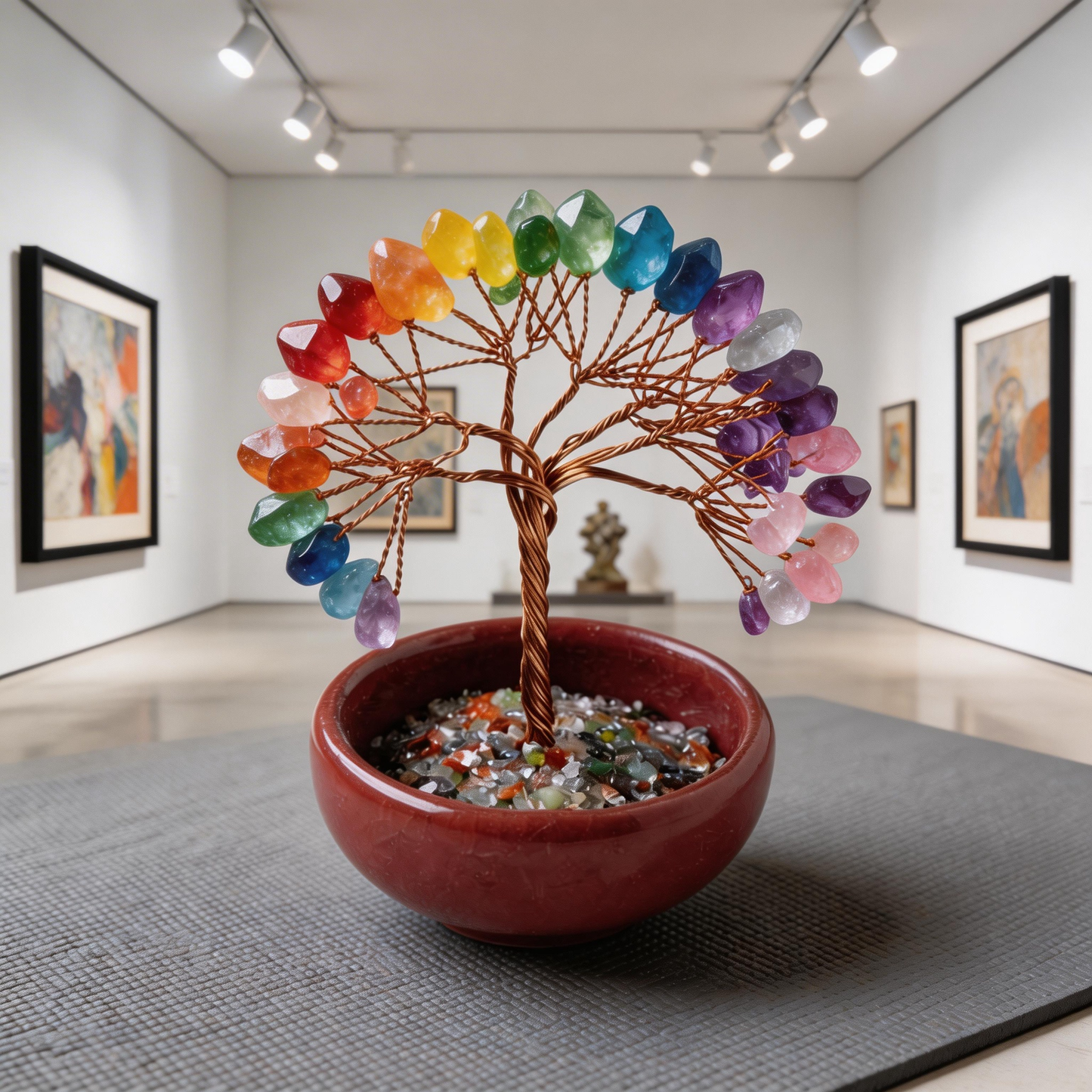 🌟 “Handcrafted Natural Crystal Wish Tree” – Plant a Rainbow of Good Luck in Your Home ✨ | 27 Hours of Artisan Craft with Seven-Color Natural Crystals, Copper Wire & Red Terracotta Base