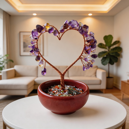 Magical Amethyst Fortune Tree | Handcrafted Crystal & Bronze | Desk or Living Room Decor | Perfect Gift for Entrepreneurs & Home Lovers | Glowing Purple Star Map Display”✨