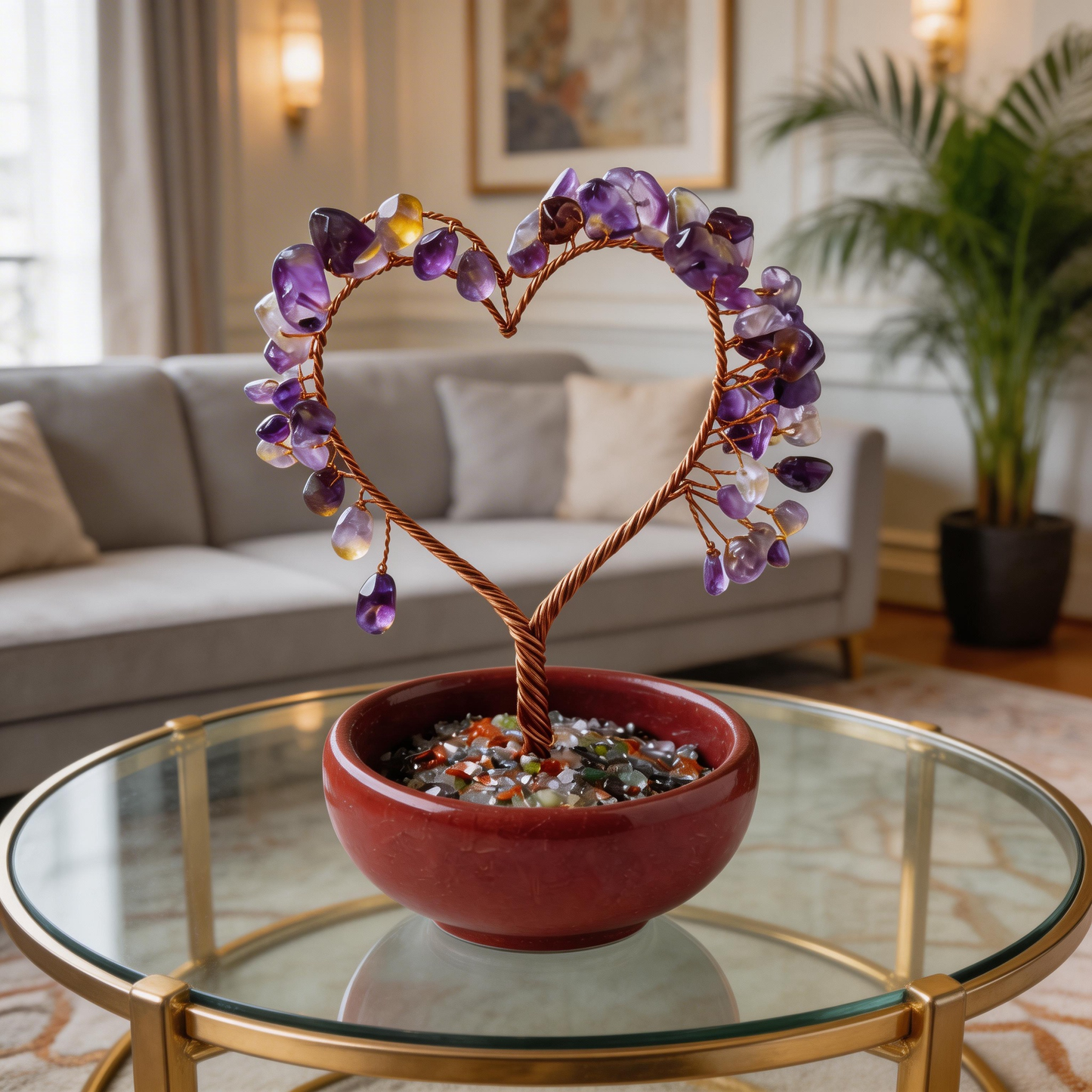 Magical Amethyst Fortune Tree | Handcrafted Crystal & Bronze | Desk or Living Room Decor | Perfect Gift for Entrepreneurs & Home Lovers | Glowing Purple Star Map Display”✨