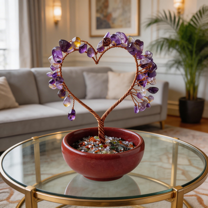 Magical Amethyst Fortune Tree | Handcrafted Crystal & Bronze | Desk or Living Room Decor | Perfect Gift for Entrepreneurs & Home Lovers | Glowing Purple Star Map Display”✨