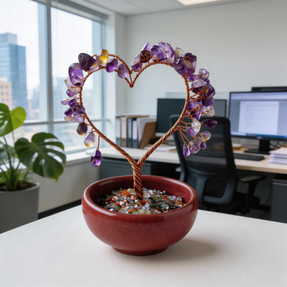 Magical Amethyst Fortune Tree | Handcrafted Crystal & Bronze | Desk or Living Room Decor | Perfect Gift for Entrepreneurs & Home Lovers | Glowing Purple Star Map Display”✨