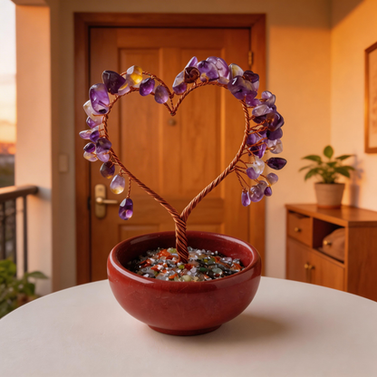 Magical Amethyst Fortune Tree | Handcrafted Crystal & Bronze | Desk or Living Room Decor | Perfect Gift for Entrepreneurs & Home Lovers | Glowing Purple Star Map Display”✨