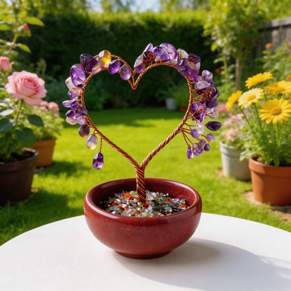Magical Amethyst Fortune Tree | Handcrafted Crystal & Bronze | Desk or Living Room Decor | Perfect Gift for Entrepreneurs & Home Lovers | Glowing Purple Star Map Display”✨